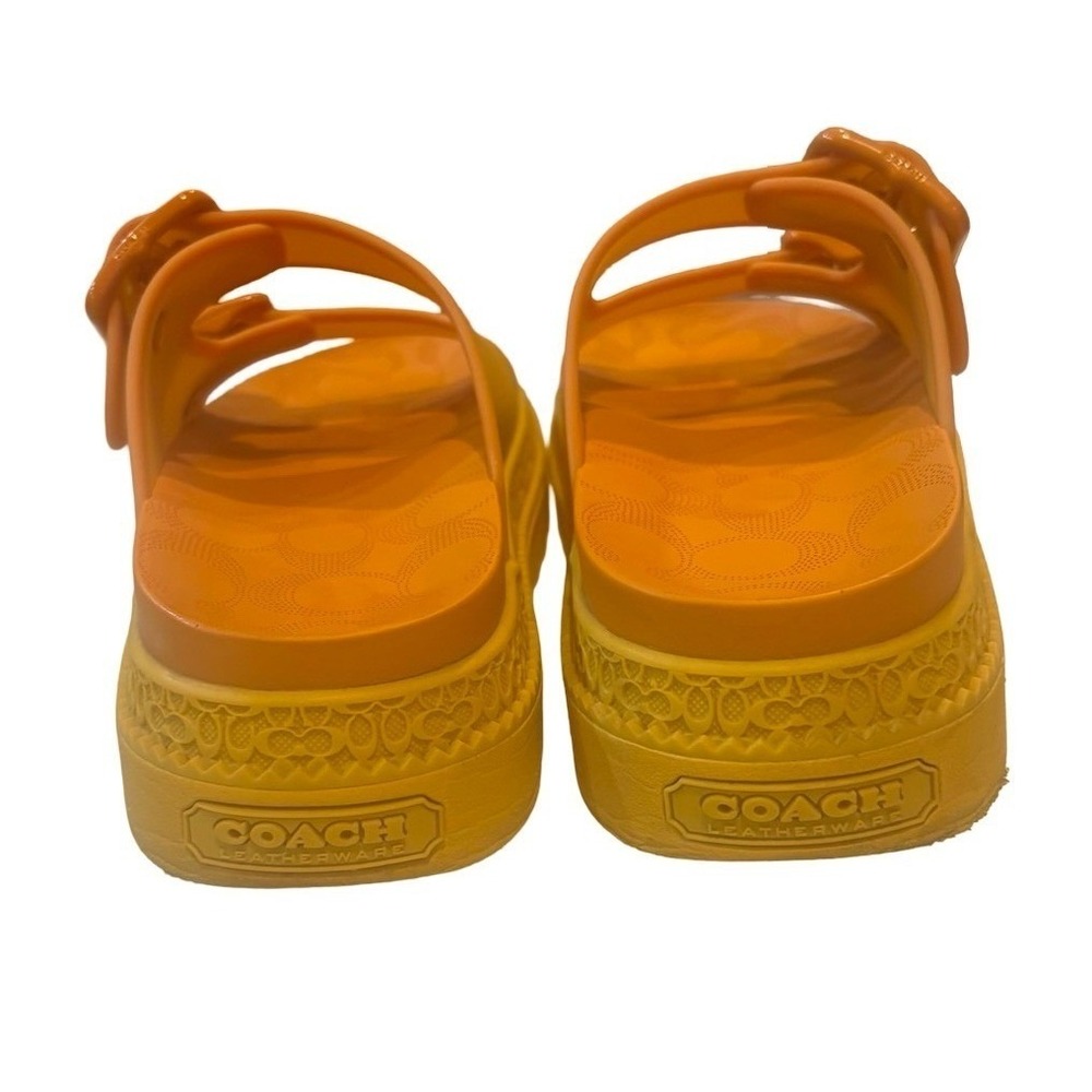 Coach Udele Sport Slide Yellow Orange Platform Buckle Sandals CA483 Womens 8B - Picture 6 of 8